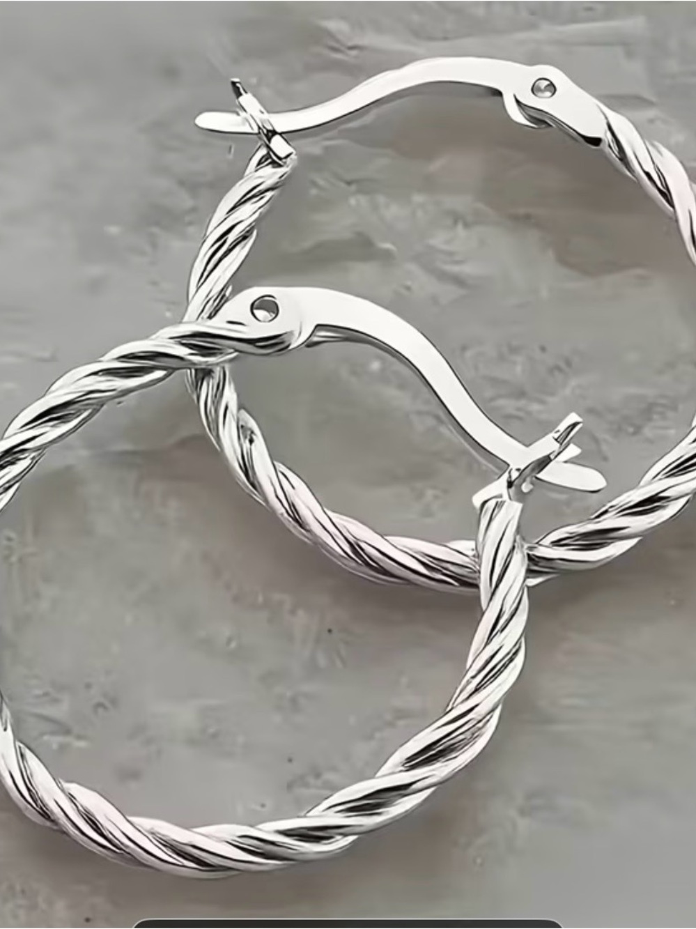 Sterling Silver Twisted Hoop Earrings - Silver